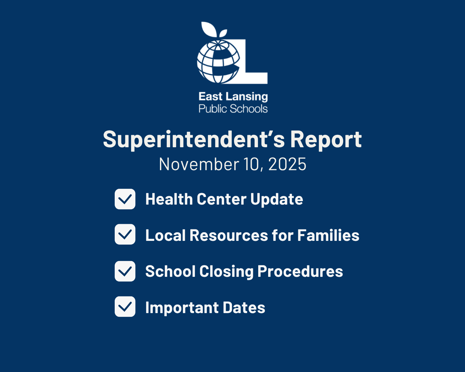 logo listing key highligh of superintendent report
