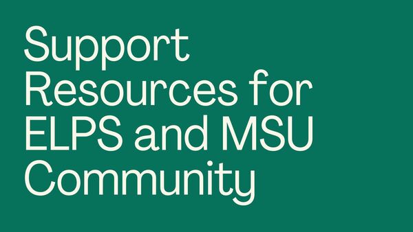 green image that says support resources for elps and msu community