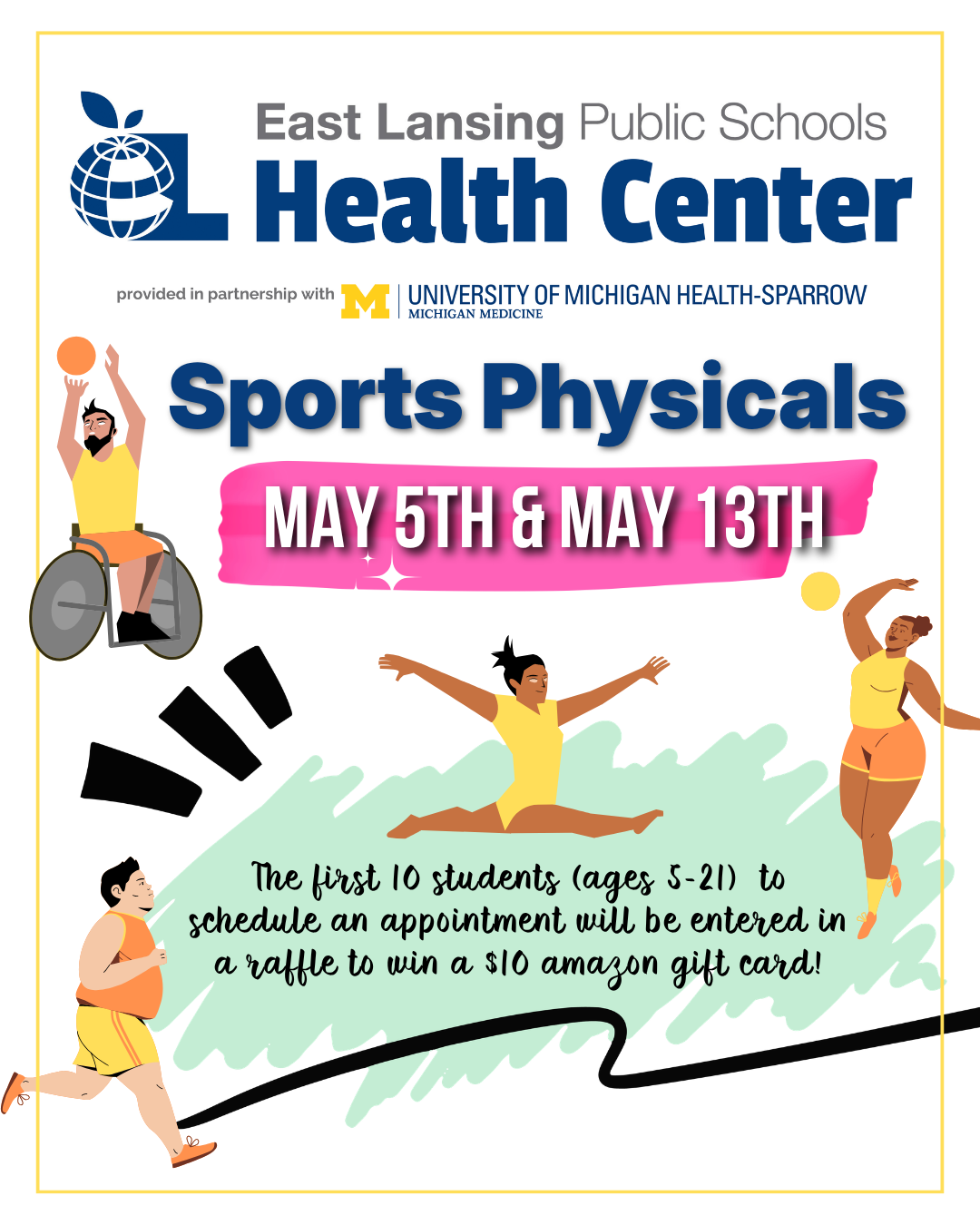 Getting ready for sports next season? We’ve got you covered.  Join us for convenient sports physical dates on: ������ May 5 (daytime) ������ May 13 (after school/work hours)  These quick, affordable physicals help students stay eligible and ready to play. See flyer + FAQ for details and plan ahead!
